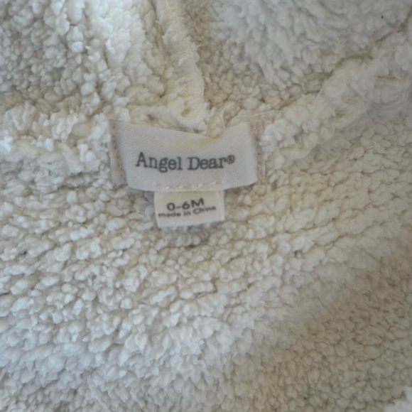 Angel Dear Chenille Microfiber Jacket Baby Hoodie 0-6 Months Full Zip White - Picture 5 of 6